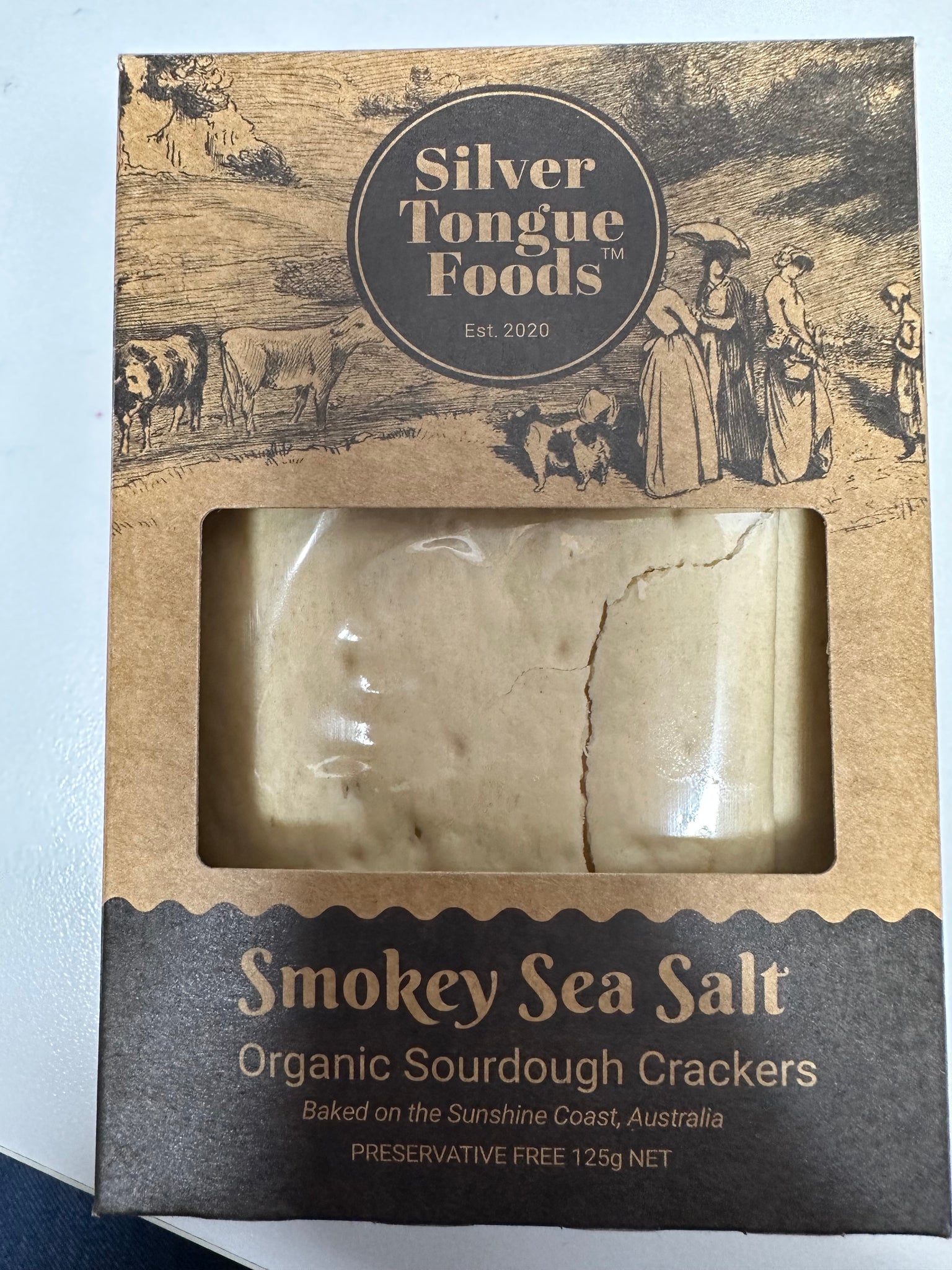 Smokey Sea Salt Organic Sourdough crackers 125g