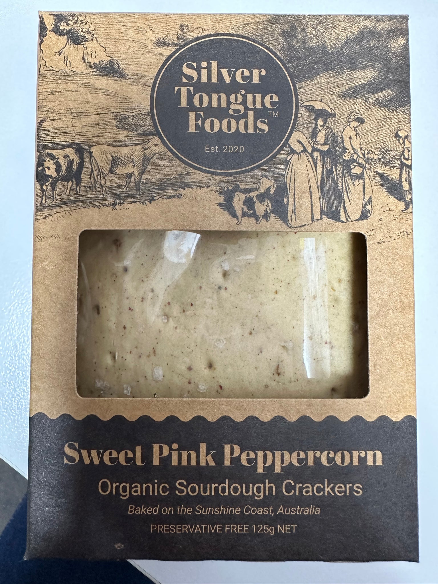 Sweet Pink Peppercorn Organic Sourdough Crackers 125g