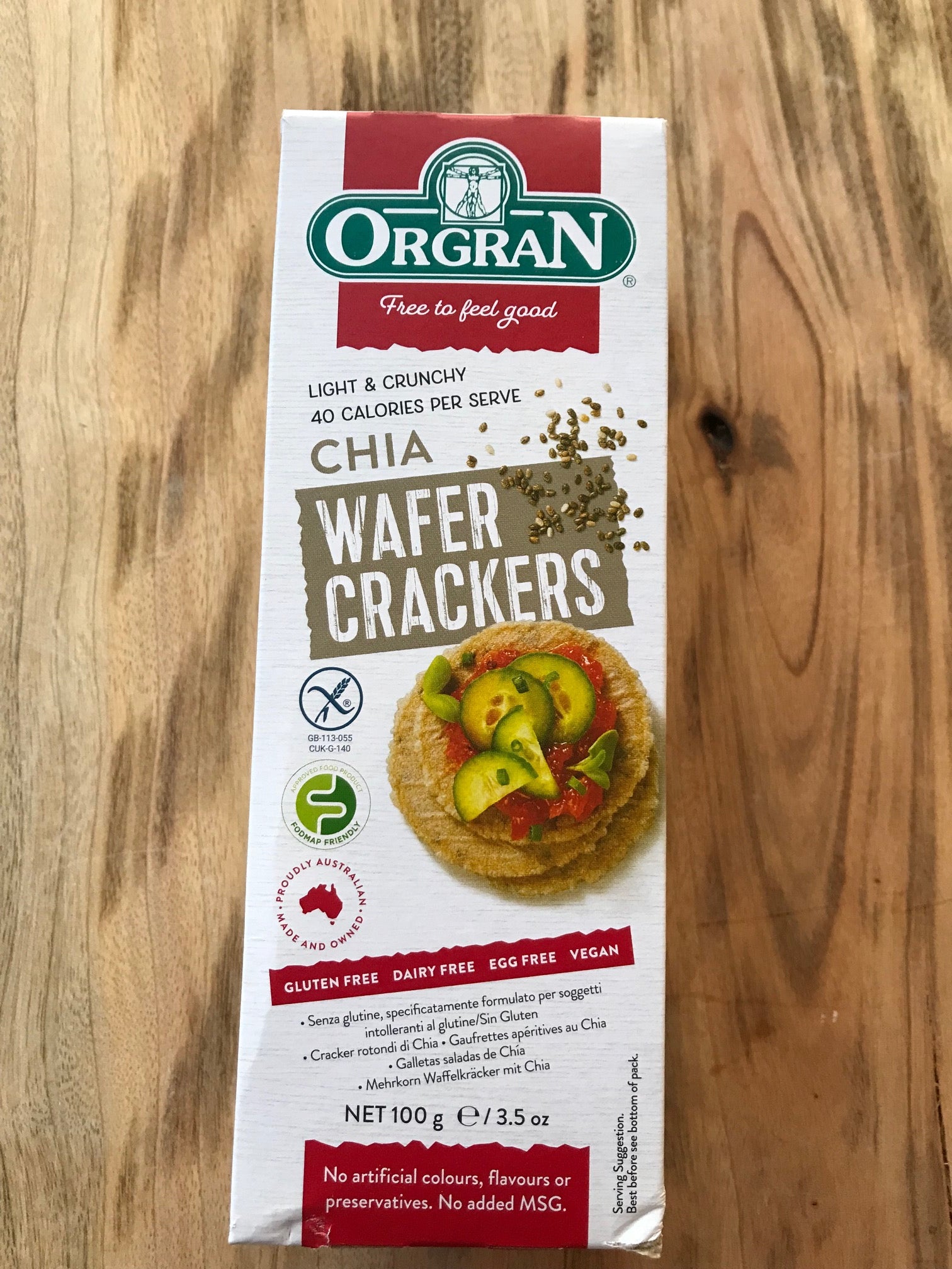 Orgran Chia Wafer Crackers - GF -100g