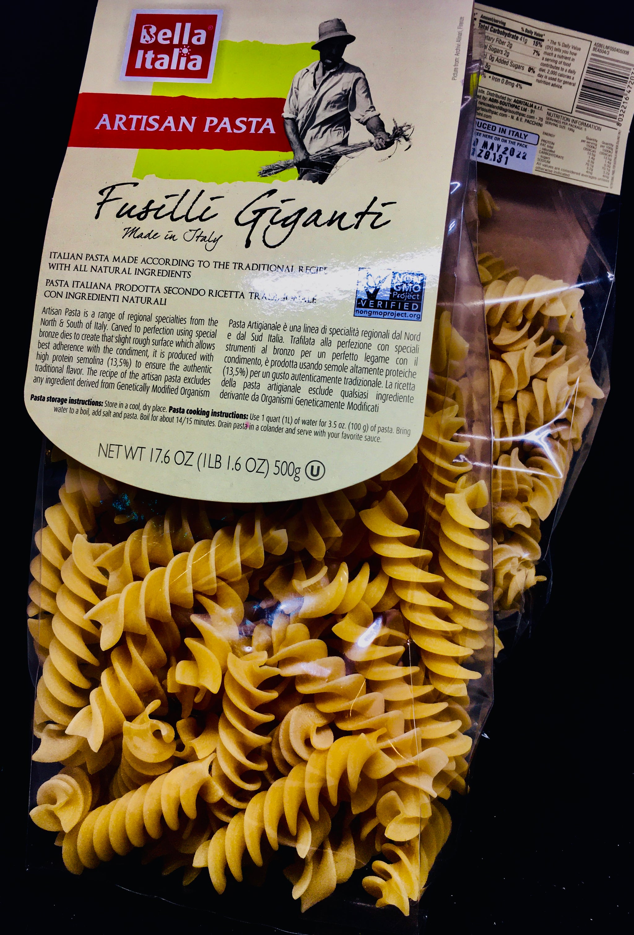 Bella Italia Fusilli Giganti Pasta Spirals 500g Hunter Valley