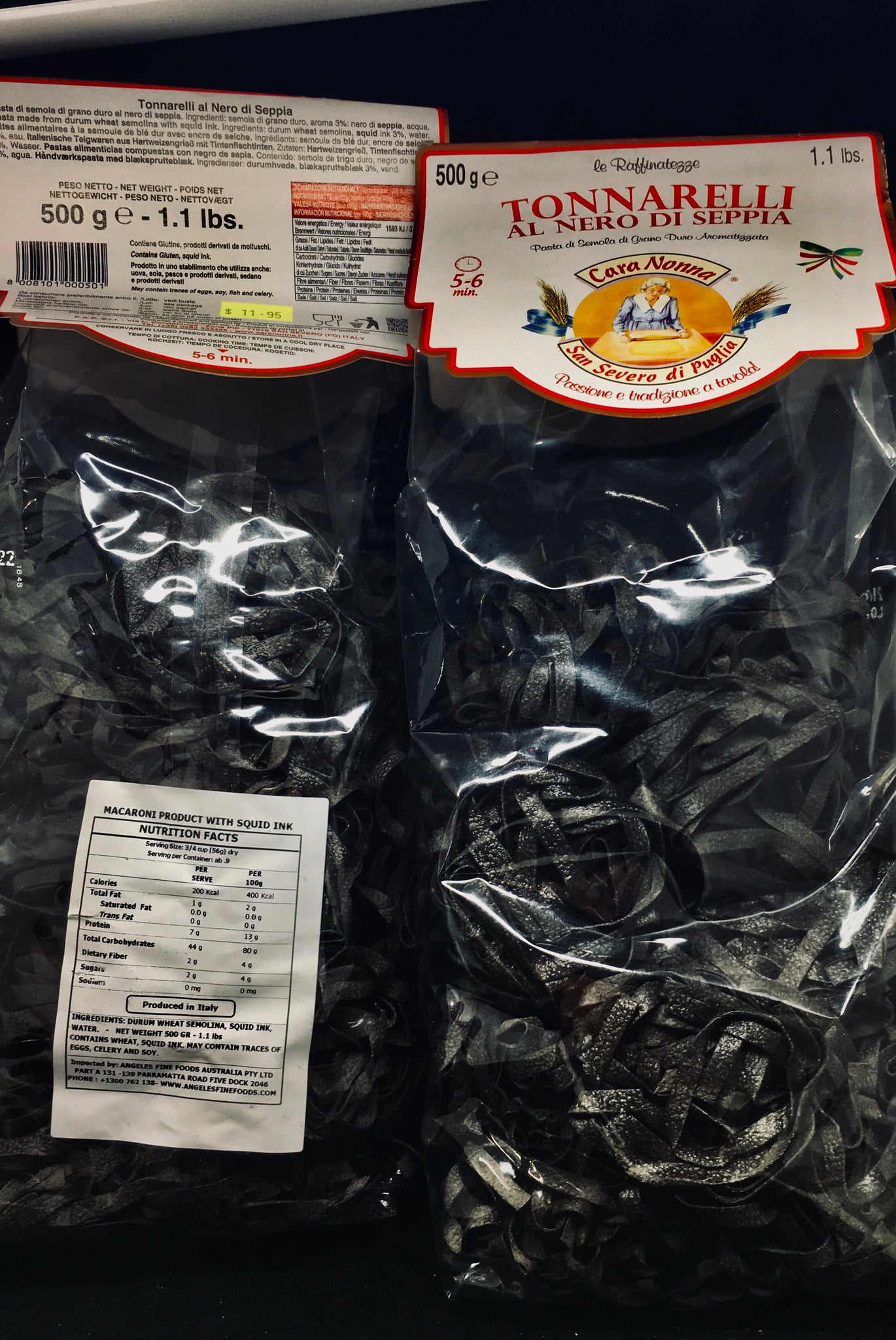 Cara Nona Squid Ink - Tonnarelli - Egg Pasta
