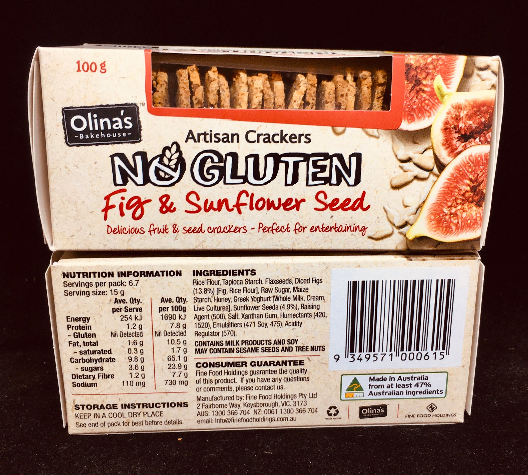 Gluten Free Fig & Sunflower Seed Artisan Wafers Gluten Free Hunter Valley Smelly Cheese Shop